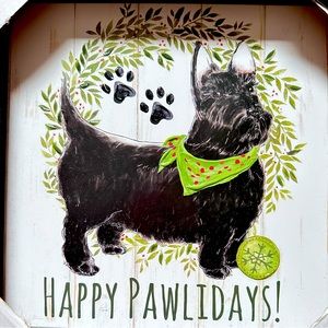 Happy Pawlidays-Black Scottish Terrier Decorative Holiday Christmas Print Art